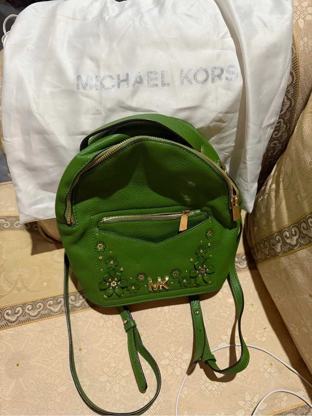 Michael Kors Olive Green Pebbled Leather Crossbody Bag